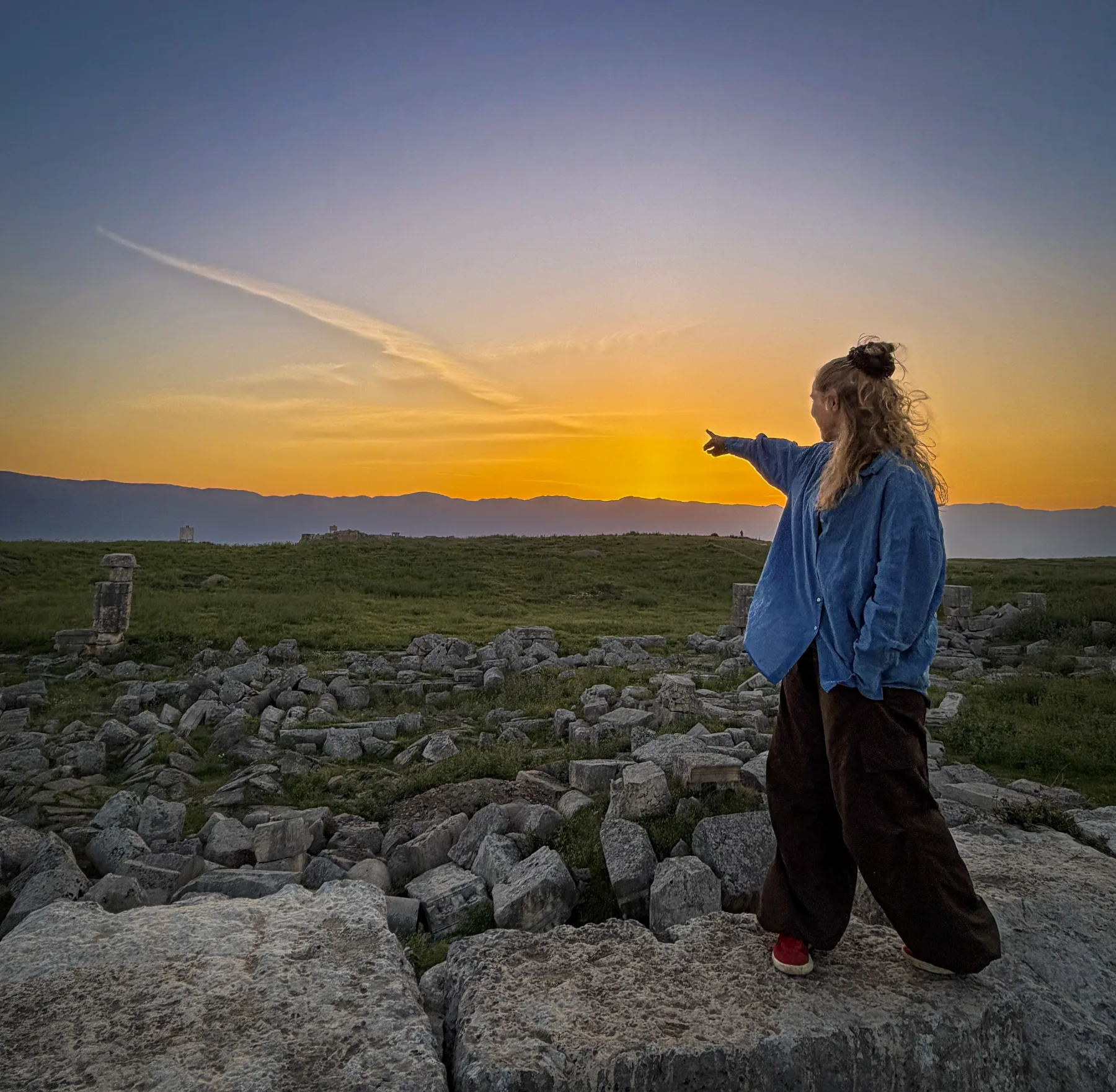 Olivia in the mountains at sunset